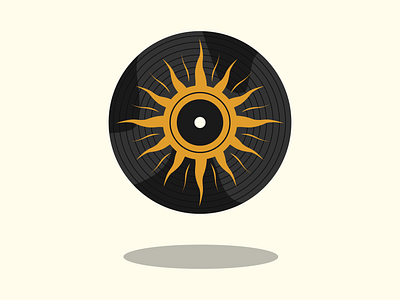 Vintage vinyl record "Sunshine" cartoon clipart illustration record retro sun vector vintage vinyl