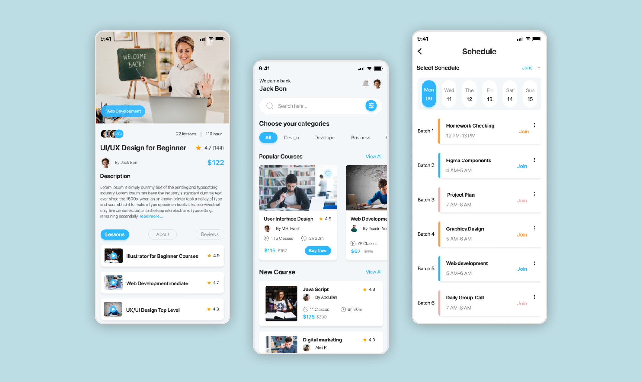 E-learning Mobile App e book e learning learning management system lms online app online book app online class online couch online learning app ui uiux user interface ux
