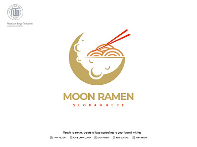 Moon Ramen Logo branding design graphic design icon illustration logo logo design logotype vector