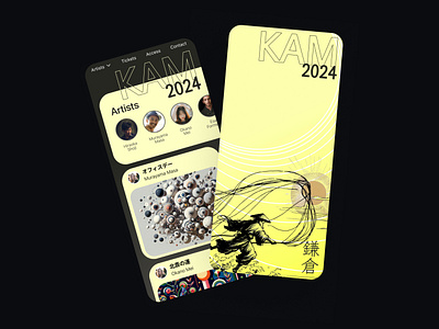 BAMart-inspired Music Festival ticketing app app art black branding japan music ticketing app ui yellow