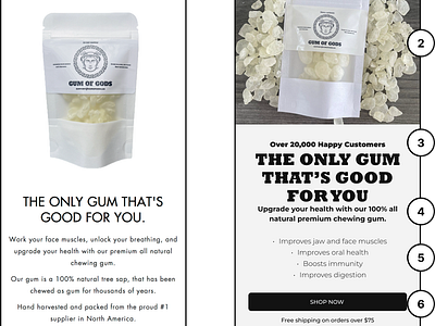 Gum of Gods | CRO conversion rate optimization cro food gum health muscle ui ux web design website