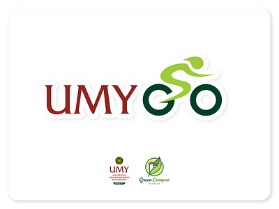 UMY Go Logo Design bicycle bike bike to work carbon footprint reduction cycling ecology environment graphic design green green campus logo logo design riding sport