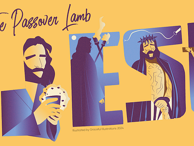 The Passover Lamb bible bible art church digital art drawing easter illustration jesus christ jesus gods son jesus hands jesus letters passover resurrection retro the bible vintage