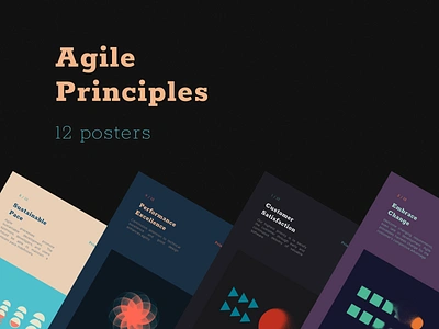 Agile Principles Posters aethetic agile business clean colors dark flat graphic design illustration light methodology noise palette poster retro scrum simple typography vintage