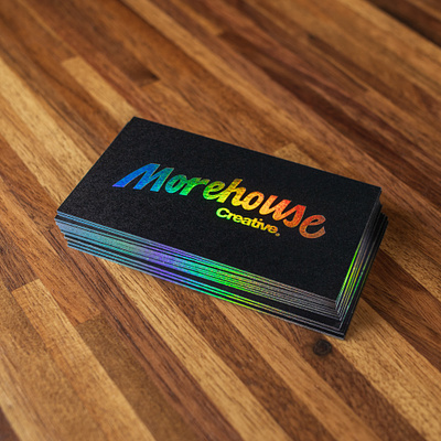 Holographic Foil Business Cards business card calligraphy design foil holographic lettering letterpress print typography uncoated