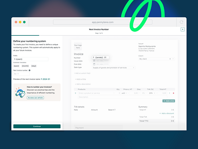 Unlock invoicing: A glimpse into effortless billing w/ Pennylane app branding cards component design table ui ux