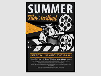 Poster for the summer Film Festival app branding design graphic design illustration logo typography ui ux vector