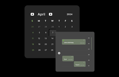 Calendar with tasks graphic design ui