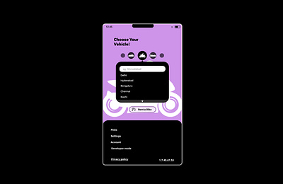 Vehicle renting app interface graphic design ui