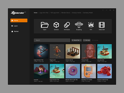 Blender Home Screen Concept 3d blender dcc designer nigeria nigerian product design software design ui ux