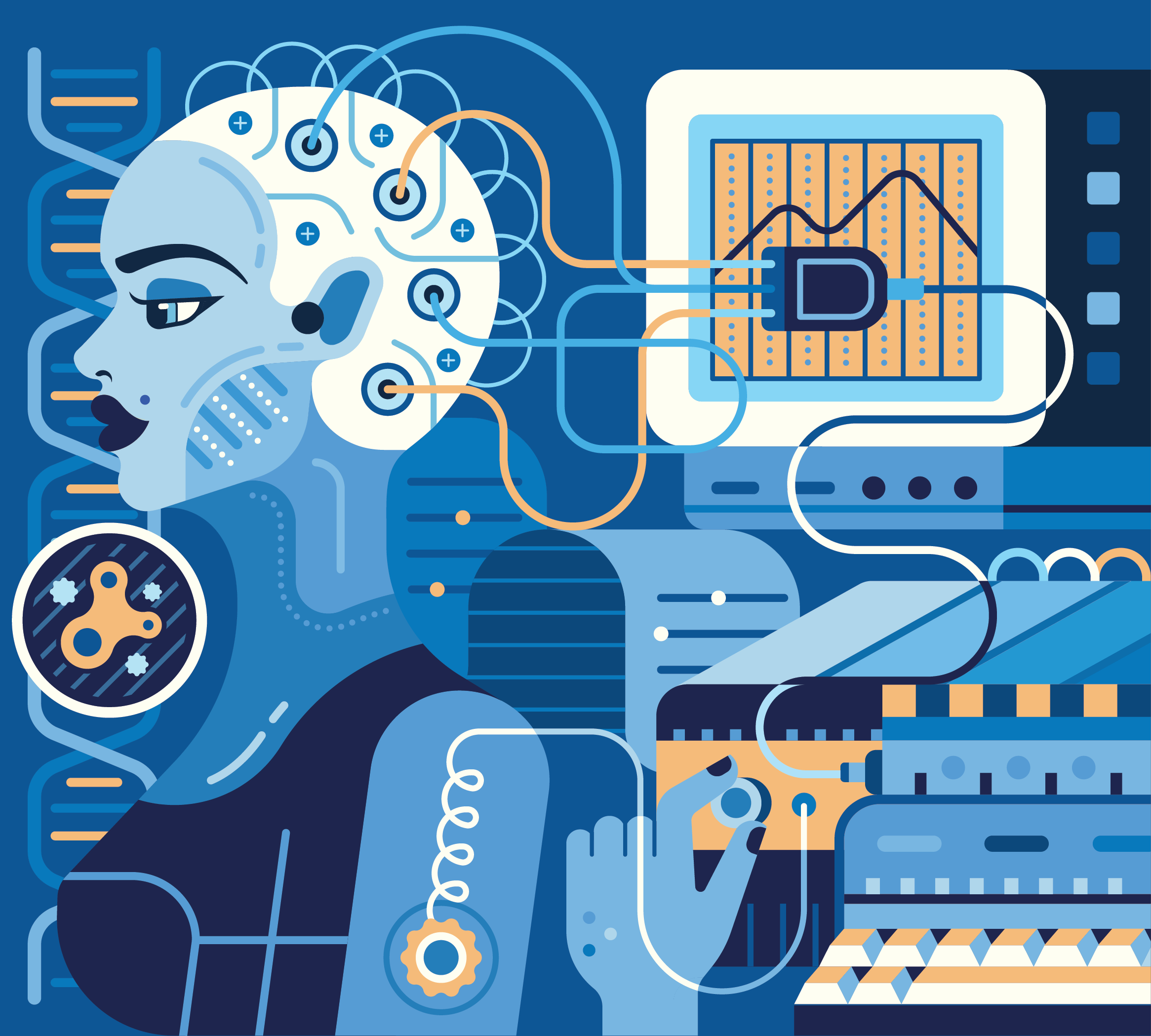 Digital Therapeutics cancer computer diagnosis digital health dna editorial health healthcare hospital illustration laboratry medicine patient science technology therapy woman