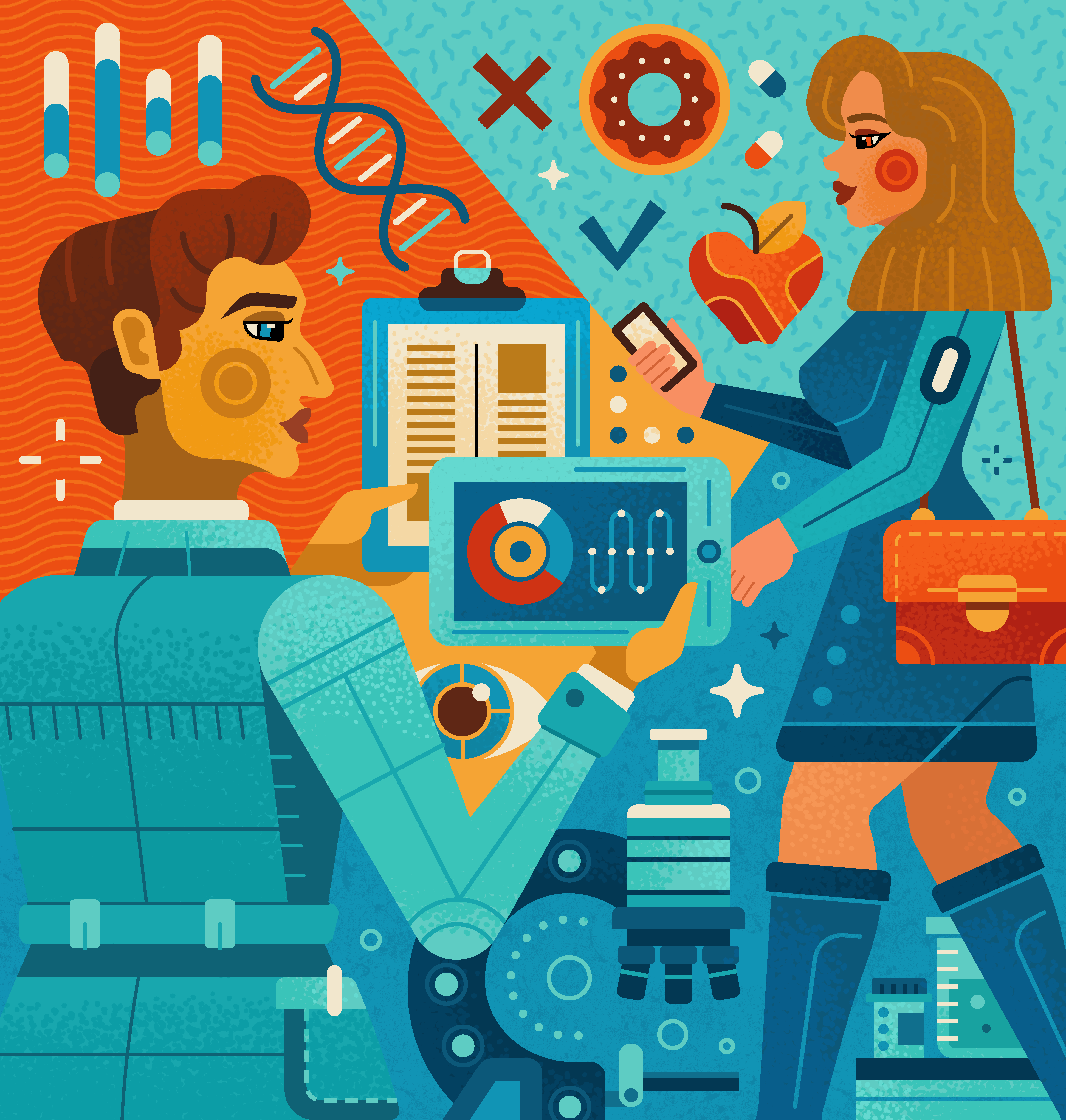 Diabetes data diabets diet digital health dna doctor editorial food illustration medical medicine mnitoring patient pills research science scientific textures therapeutics therapy