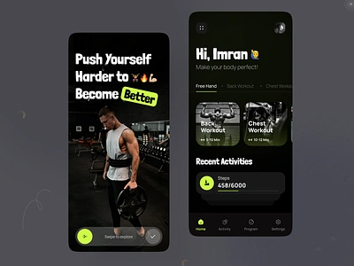 Fitness App UI app cardio dark mode design fitness fitness app fitness center fitness club fitness tracker gym gym app health app mobile mobile app typography ui ux workout workout app yoga