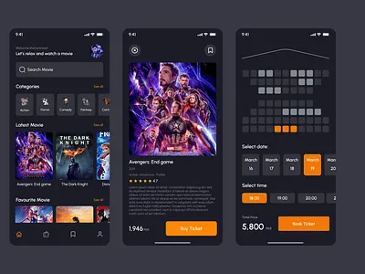 Movie Ticket Booking App UI Design app design movieticket movieticketbookingapp uiux