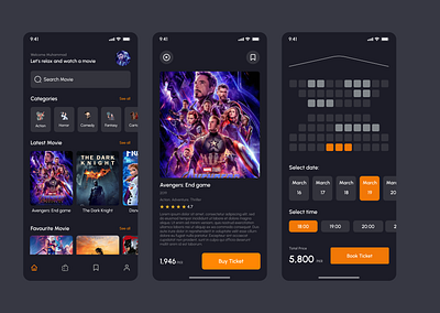 Movie Ticket Booking App UI Design app design movieticket movieticketbookingapp uiux