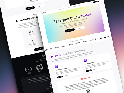 Effortel.com website redesign bento grid business website carousel corporate website effortel enterprise hero section home page interaction design interactive prototype landing page mobile network mobile operators mobile services telecom testimonials ui design ux design web design website