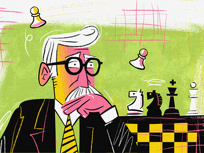 Chess article illustration character chess editorial illustration illustration magazine illustration man procreate spot illustration texture