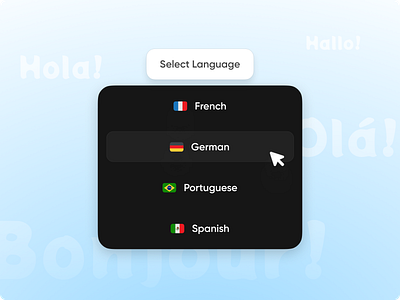 Language Selector button dropdown fun languages simple ui