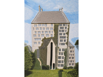 Mill House architecture buildings collage illustration windows