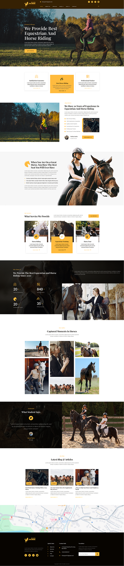 Landing Page For A Horse Riding Club app branding design graphic design illustration logo typography ui ux vector