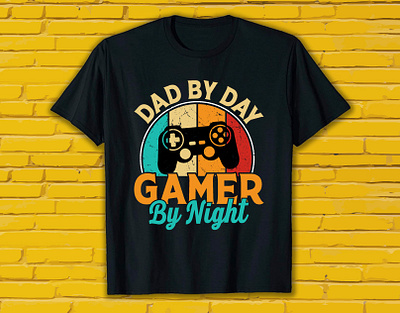 Dad By Day Gamer By Night T-Shirt Design dad design font game gamer graphic design illustration illustrator mockup print quotes tshirt tshirts vector