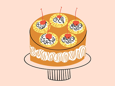 Pineapple upside down cake! 🍍🎂 cake design doodle illo illustration lol pineapple pineapple upside down cake sketch