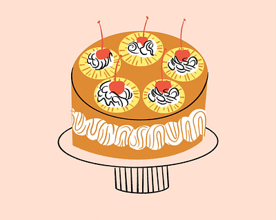 Pineapple upside down cake! 🍍🎂 cake design doodle illo illustration lol pineapple pineapple upside down cake sketch