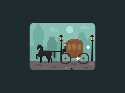 Victorian streets building carriage dark design geometric gloomy graphic design horse illustration lamp lantern rainy street vector victorian