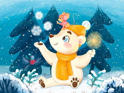 First snow animal art character character design children character children illustration illustration illustrator
