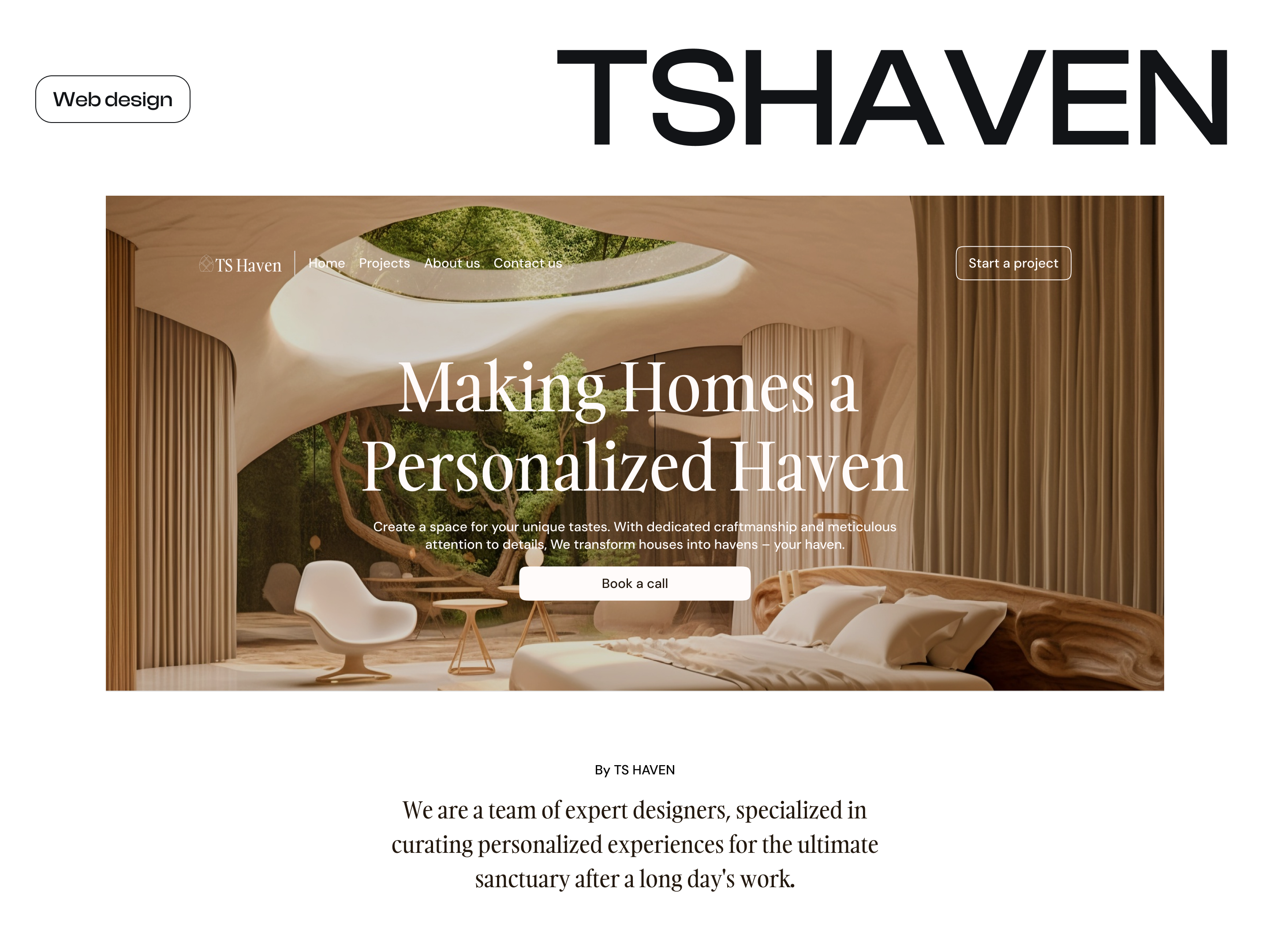 TS Haven Website Landing Page Design framer website interior design website landing page design service website design webflow no code conversion