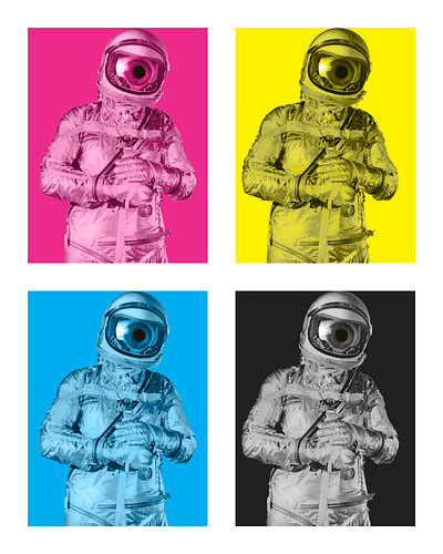CMYiKes!!! astronaut cmyk collage collage art digital graphic design pop art retro scanner scanner art spooky