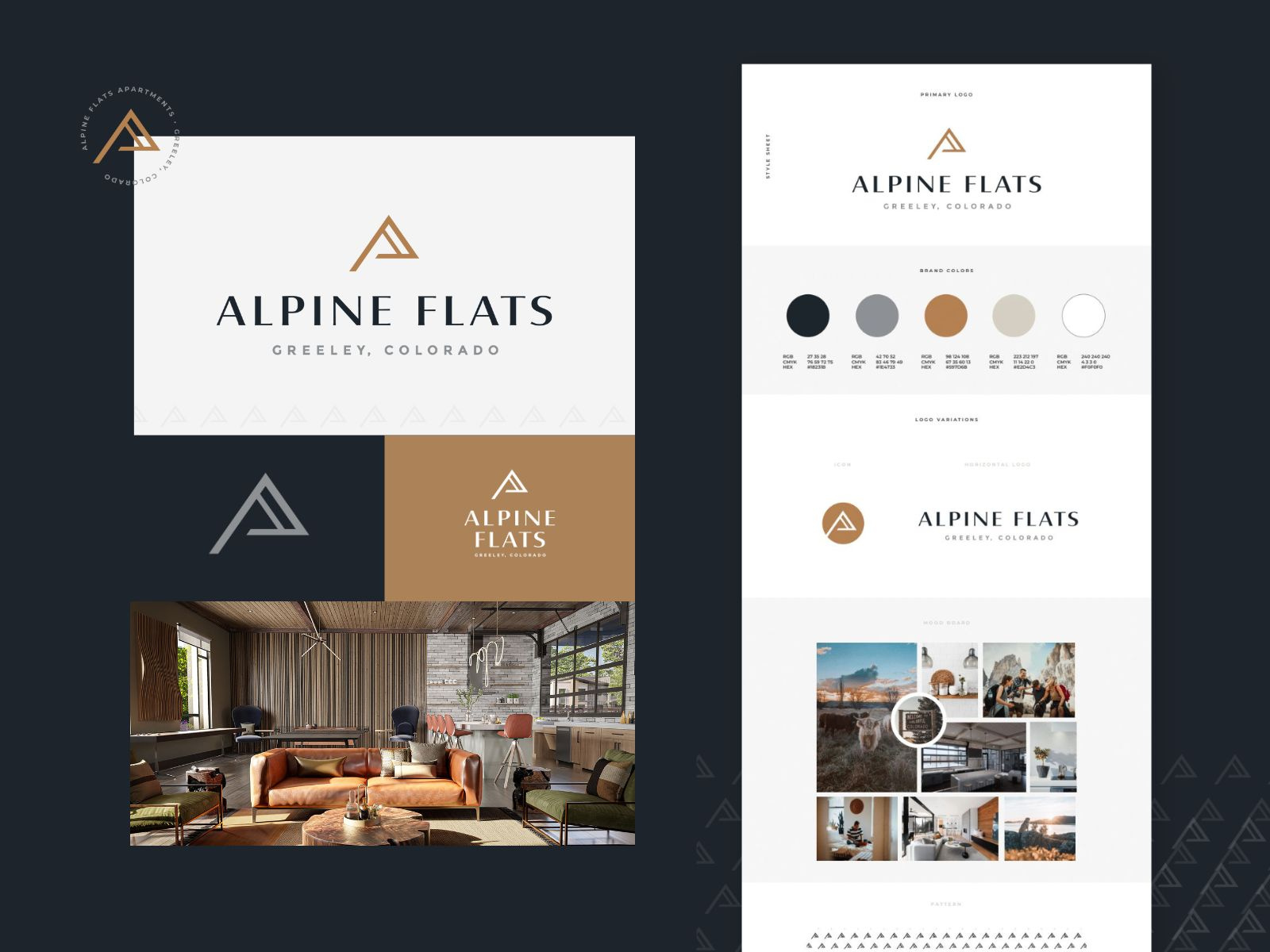 Alpine Flats Apartment Branding apartment apartment branding apartment logo apartment marketing apartments brand identity brand identity design branding branding agency branding design branding inspiration branding inspo design elevated branding fancy branding luxury branding masculine branding modern branding multifamily multifamily branding