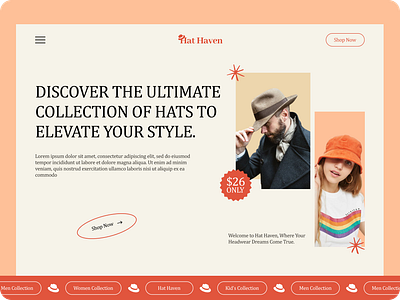 Hat Haven Website UI/UX Design branding design hat landing page ui uiux web web design