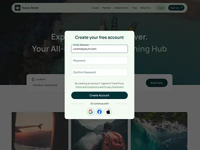 DailyUI #001 - Sign Up (Modal) dailyui modal sign up travel ui