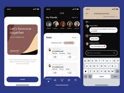 Club Screens for Bownce Sports Tech Startup madebymad