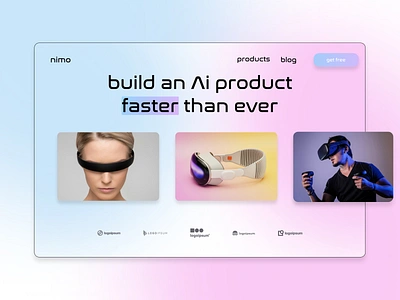 Nimo _ nimo ai landing page ai apple ar builder designer figma hero section illustration nimo product designer template ui template uidaily uiux uxdesign vr web section webdesign webdesigner website