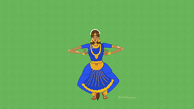 Indian Dancer - 2d animation 2d animation animated music video animation bharatnatyam classical dancer frame by frame animation hand drawn illustration indian animation