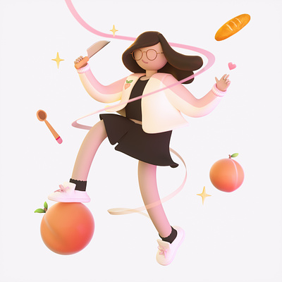 magical designer ✨ 3d c4d cinema 4d illustration magical girl octane octane render pink portrait
