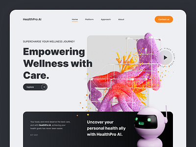 HealthPro AI - Landing page ai artificial intelligence clean ui concept health healthcare langing page marketing page product product design service wellbeing wellness