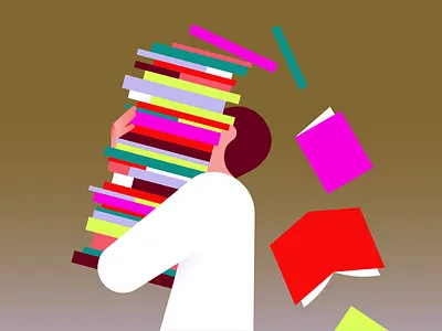 Book hoarder book books colorful design flat ill illustration library