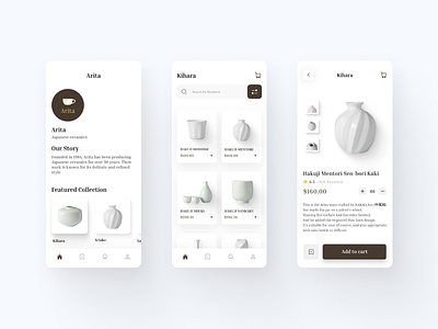 Japanese ceramics app app design branding clean design graphic design landing minimal ui uiux ux web design