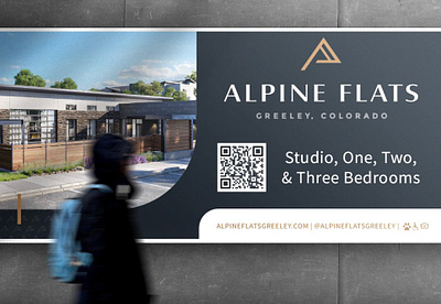 Alpine Flats Apartment Leasing Banner apartment branding apartment logo apartment marketing apartments banner banner design branding branding design design leasing banner luxury banner modern banner multifamily multifamily marketing print banner print collateral print design