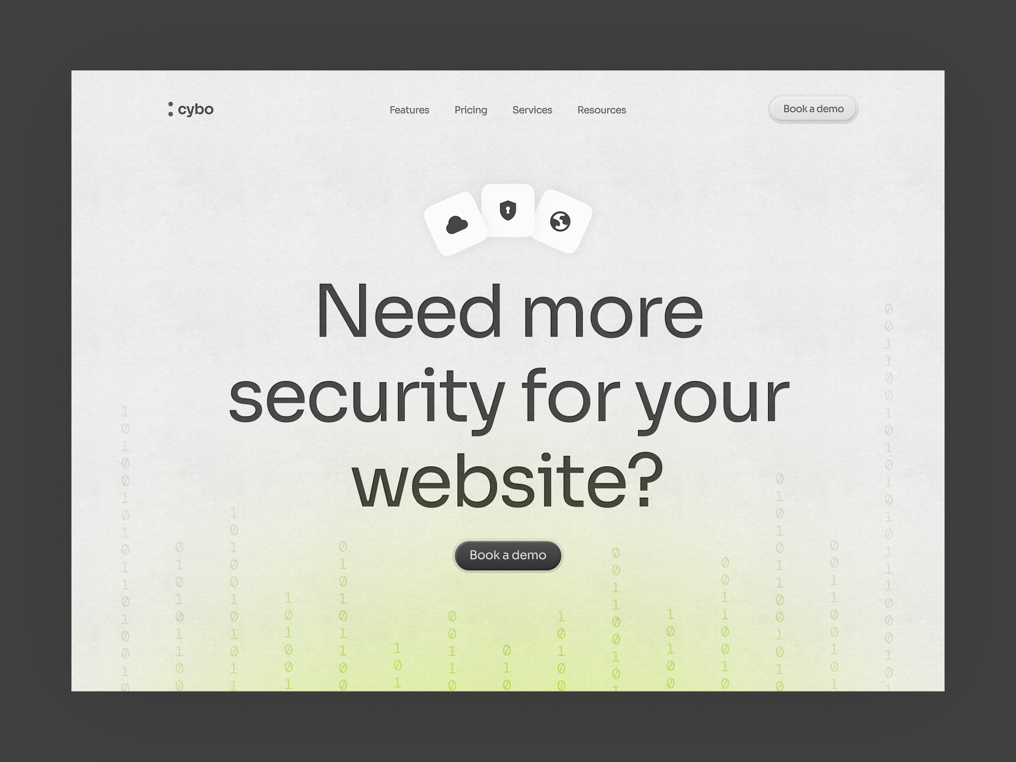 Concept: Cybersecurity Hero cards cybersecurity graphic design header hero landing minimal neon paper security shadow texture ui