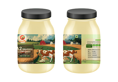 A2 Cow Ghee Packaging Design a2 a2 cow ghee ghee illustration organic cow ghee packaging design raw