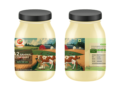A2 Cow Ghee Packaging Design a2 a2 cow ghee ghee illustration organic cow ghee packaging design raw