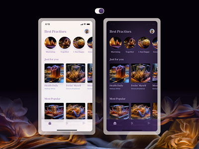 Light and dark mode for the meditation app app dark mode meditation mobile relax yoga