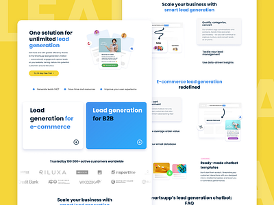 Landing page design: leadgen chatbot feature branding chatbot landing page graphic design lead generation chatbot saas landing page saas website saas website project ui ui design ux ux design web design website design