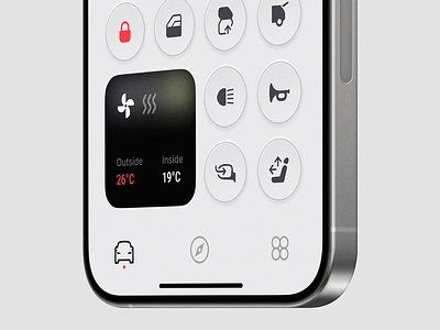 ev control app /light app application buttons car control dashboard ev ios iphone light main menu mobile mockup product design remote sketch tesla ui white