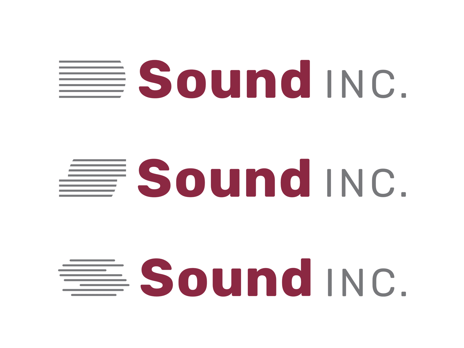 Sound Incorporated - Logo Refresh Concept branding burgundy chicago clean color gray identity inc lines logo refresh sans serif simple sophisticated sound waves