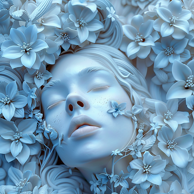 3D Illustration Woman Dreaming 3d design 3d illustration flowers graphic design woman dreaming